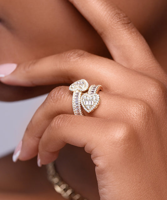 Silver Double Heart Ring