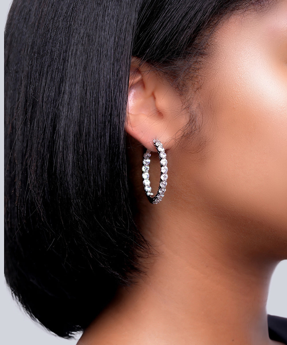 Inside Out Sterling Silver Hoop