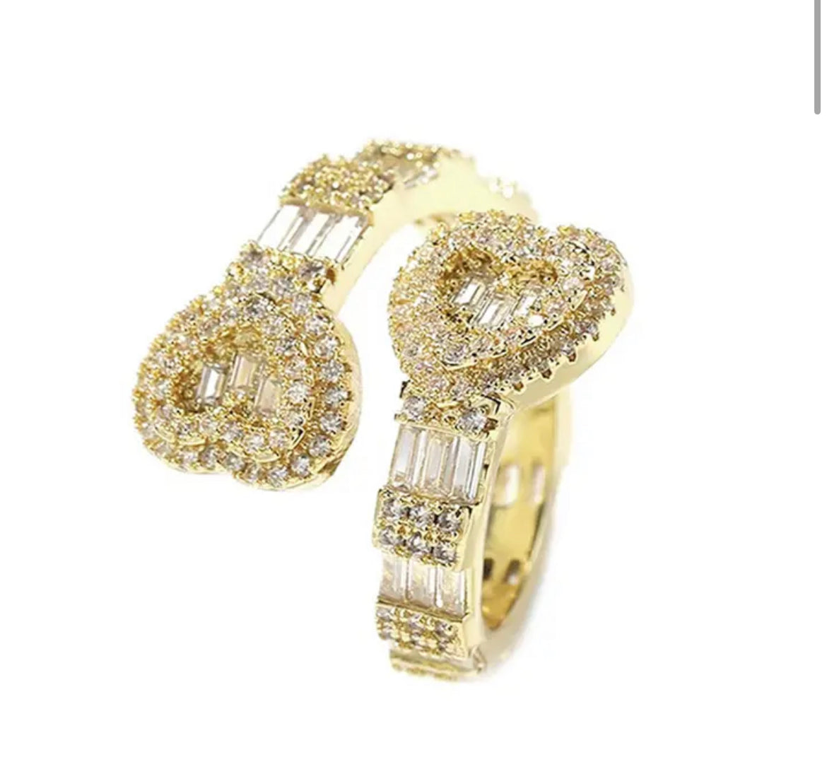 Gold Double Heart Ring