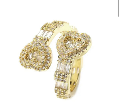 Gold Double Heart Ring